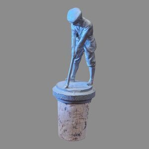 Vintage Style Golfer Bottle Stopper Wine Cork Rustic Bar Decor Gift